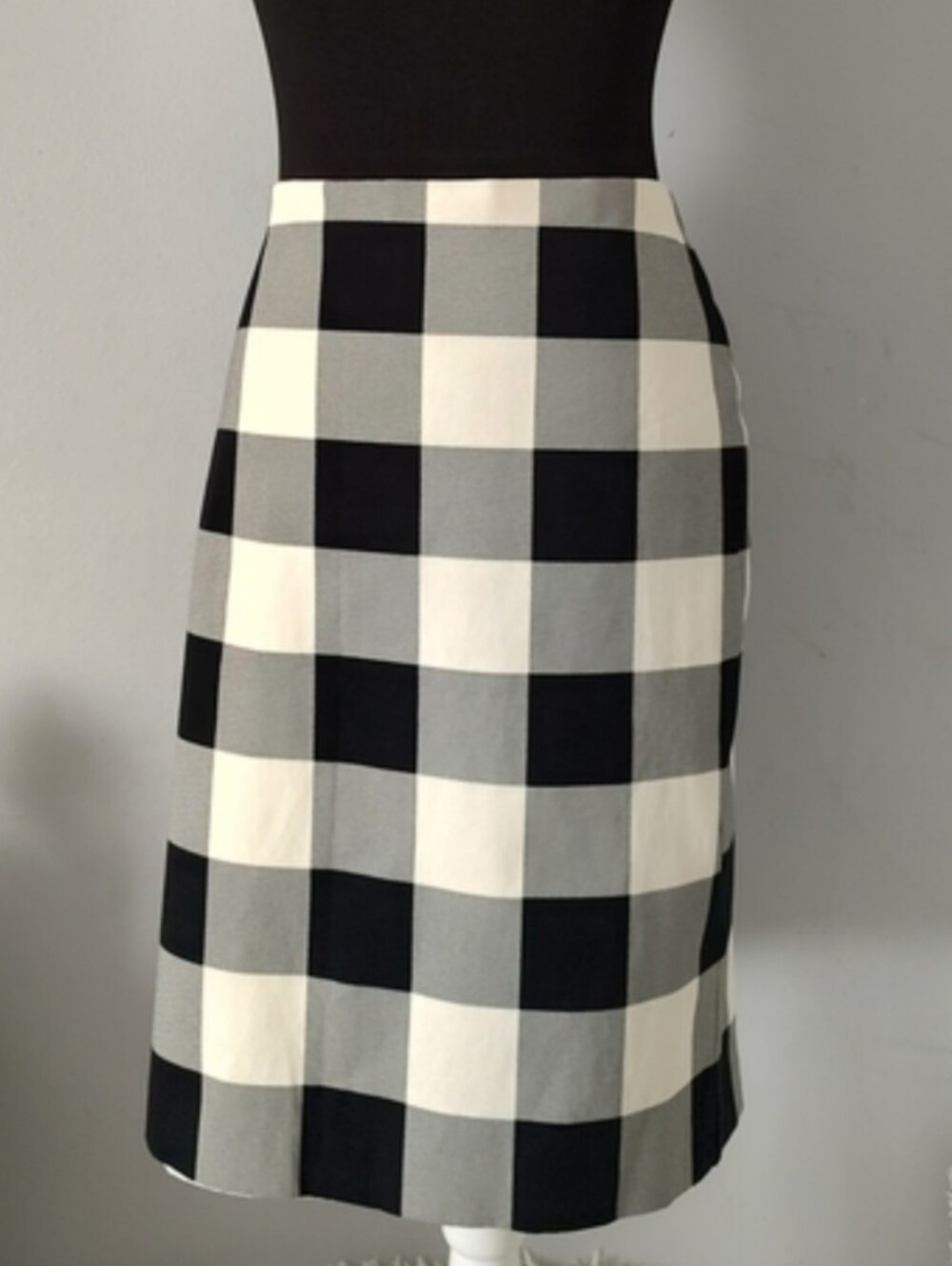 Classic Black and White Gingham A-Line Skirt Talbot's